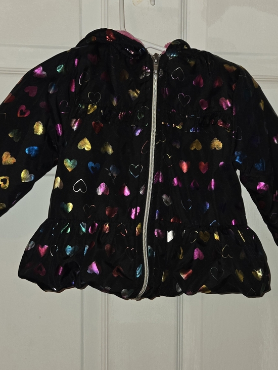 Penelope Mack Other - Penelope Mack Girls' Black Metallic Heart Hooded Puffer Jacket SZ 18M